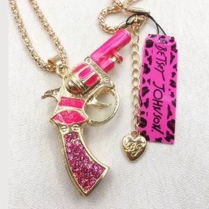 Pink Enamel & Crystal Pistol! 💞 Betsey Johnson 💕